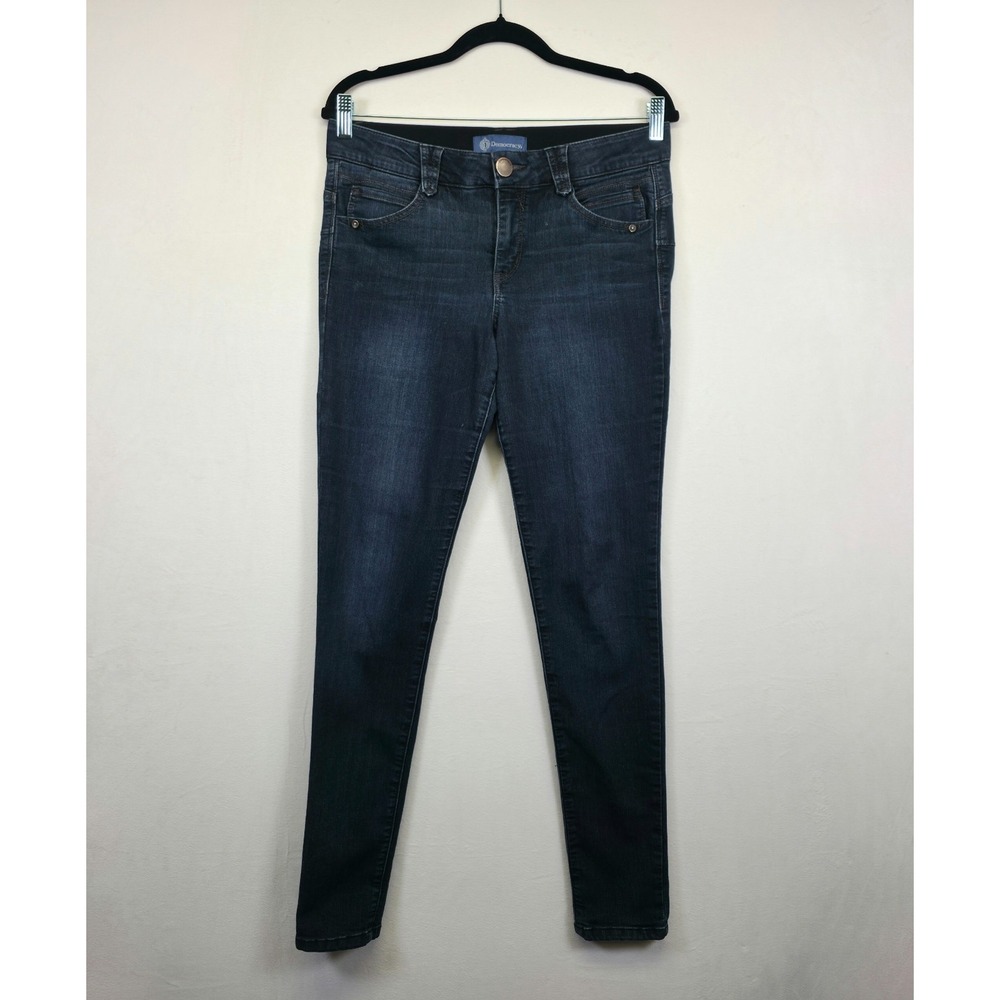 Democracy Jeans Womens 8 Blue Skinny Elastic Waist Dark Wash Shaping Absolution‎